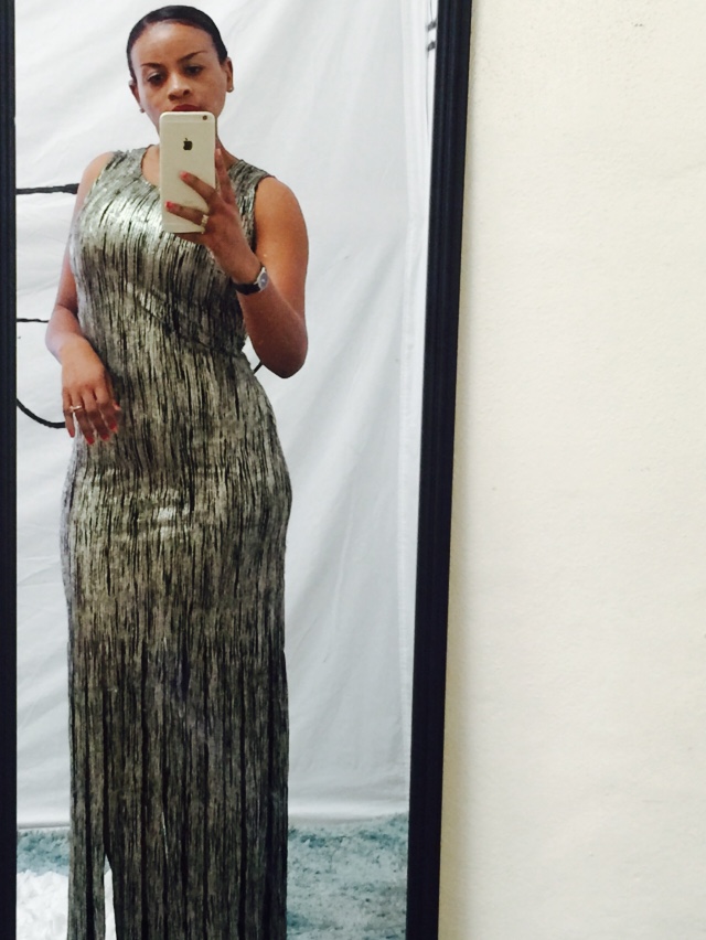 gold and black fringe dress