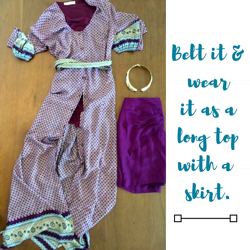 burgundy printed dress with skirt collage