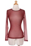 Long sleeve burgundy sheer top