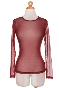 Long sleeve burgundy sheer top