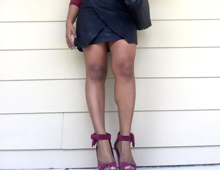 faux leather wrap skirt blue labels boutique