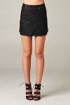 black faux leather wrap skirt