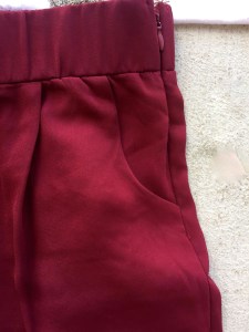 burgundy trousers