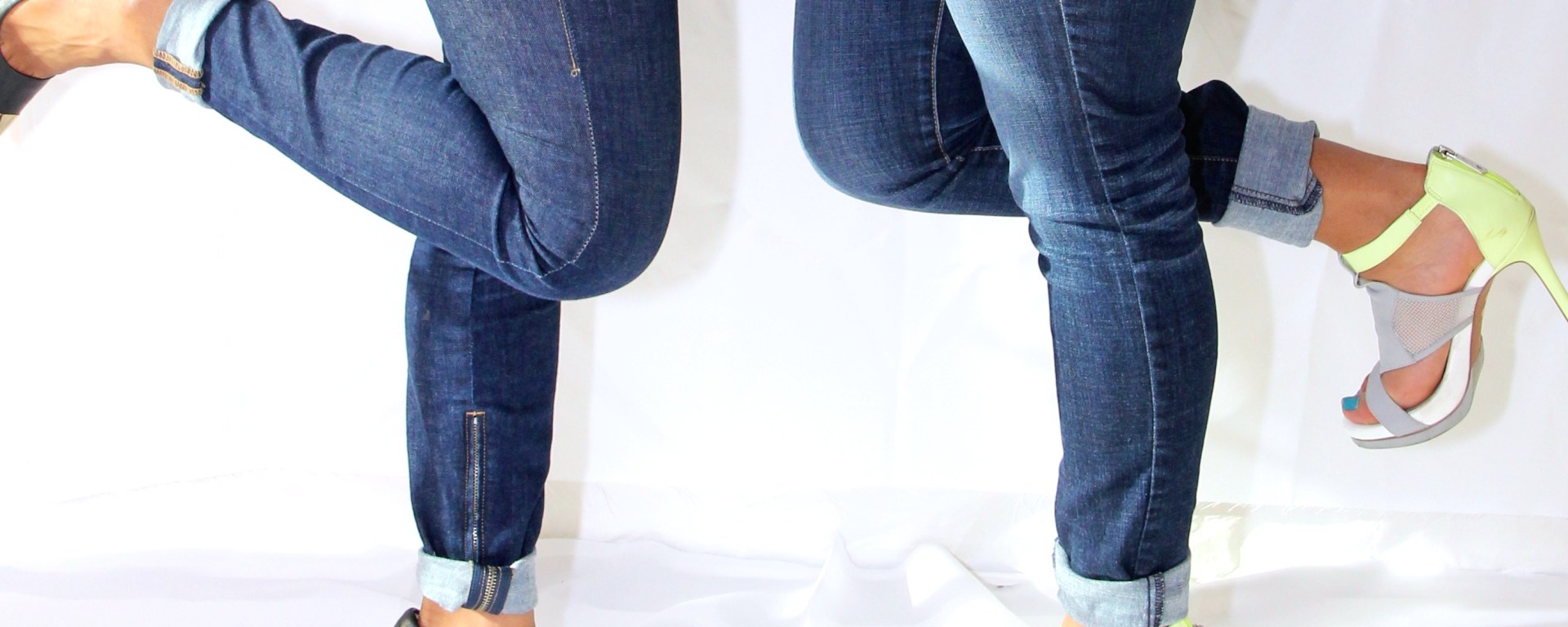 pic of two girls wearing jeans and high heels