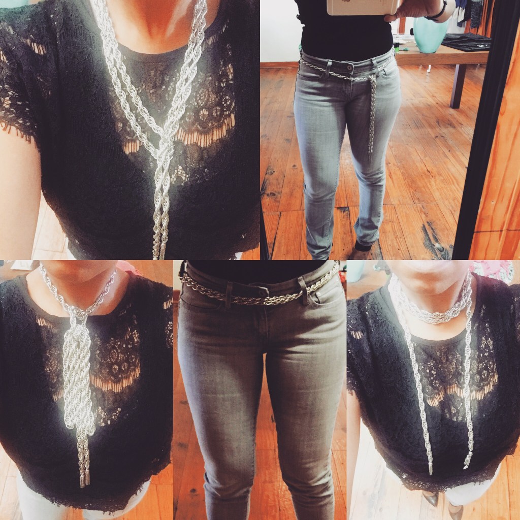 64" silver lasso rope necklace