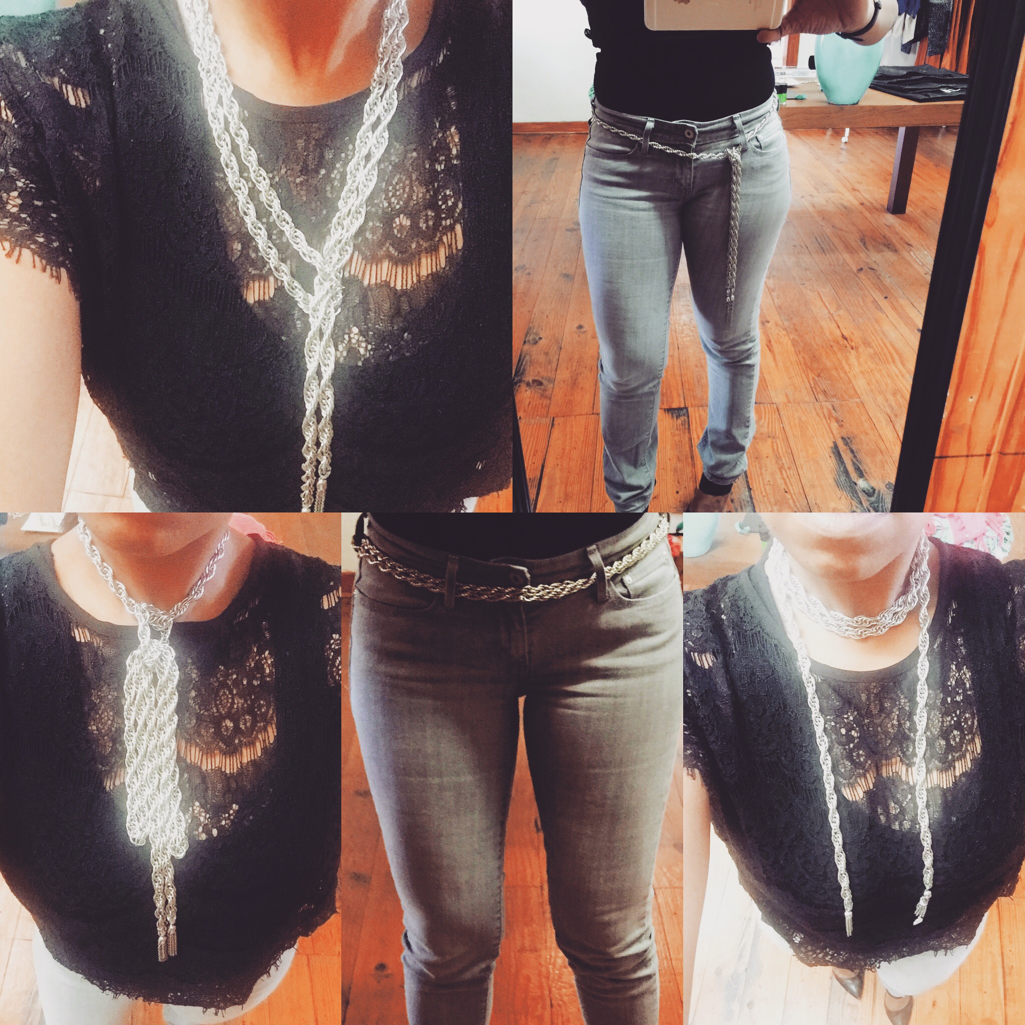 64" silver lasso rope necklace