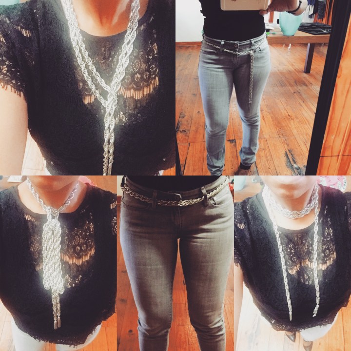 64" silver lasso rope necklace