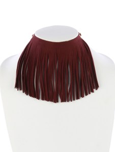 burgundy fringe choker blue labels boutique
