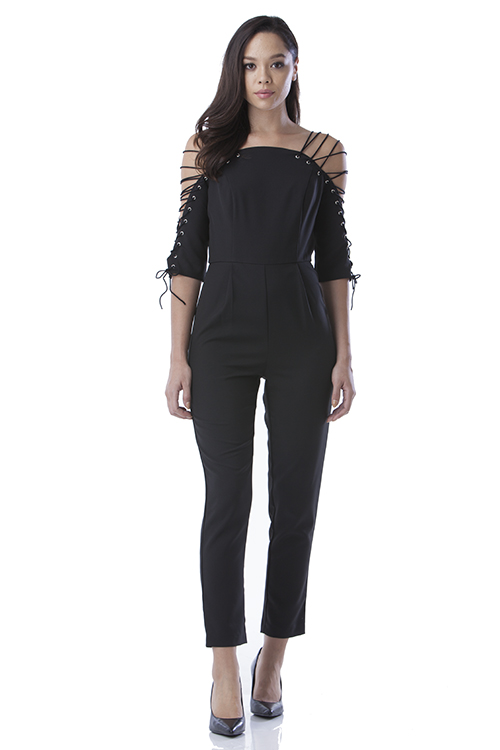 black strappy jumpsuit