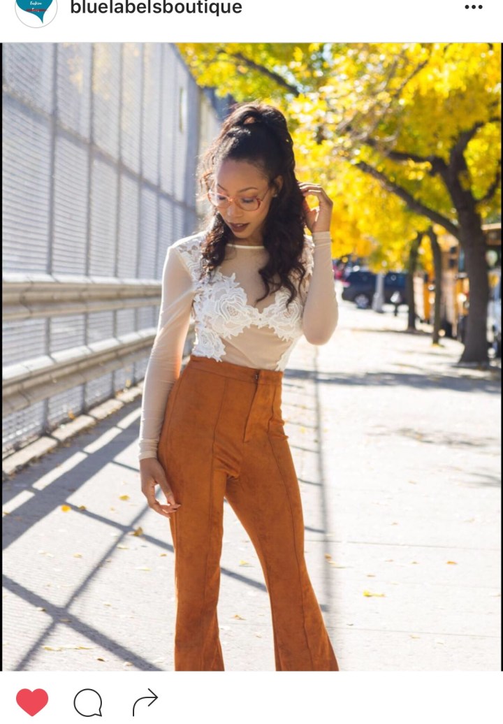 sade spence in suede flares
