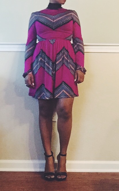 pink dress with bold boho print blue labels boutique