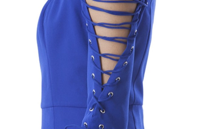 blue tie up sleeve dress blue labels boutique