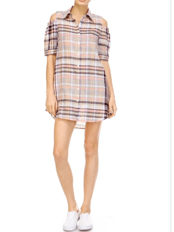 plaid mini dress blue labels boutique