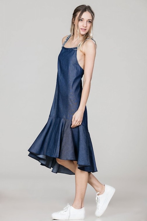 Denimjumperdresswithfringestraps.side