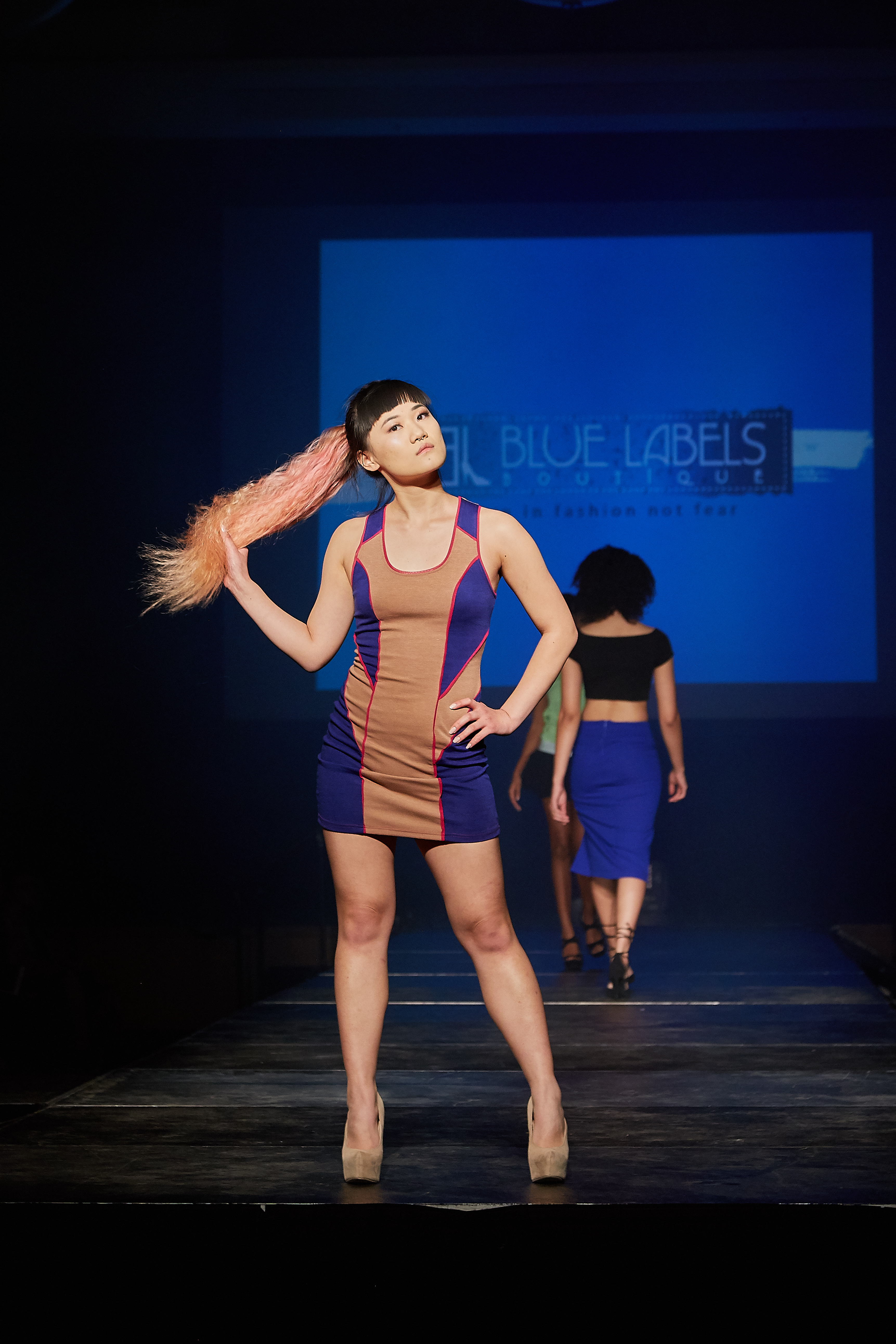 colorblock tank dress blue labels boutique