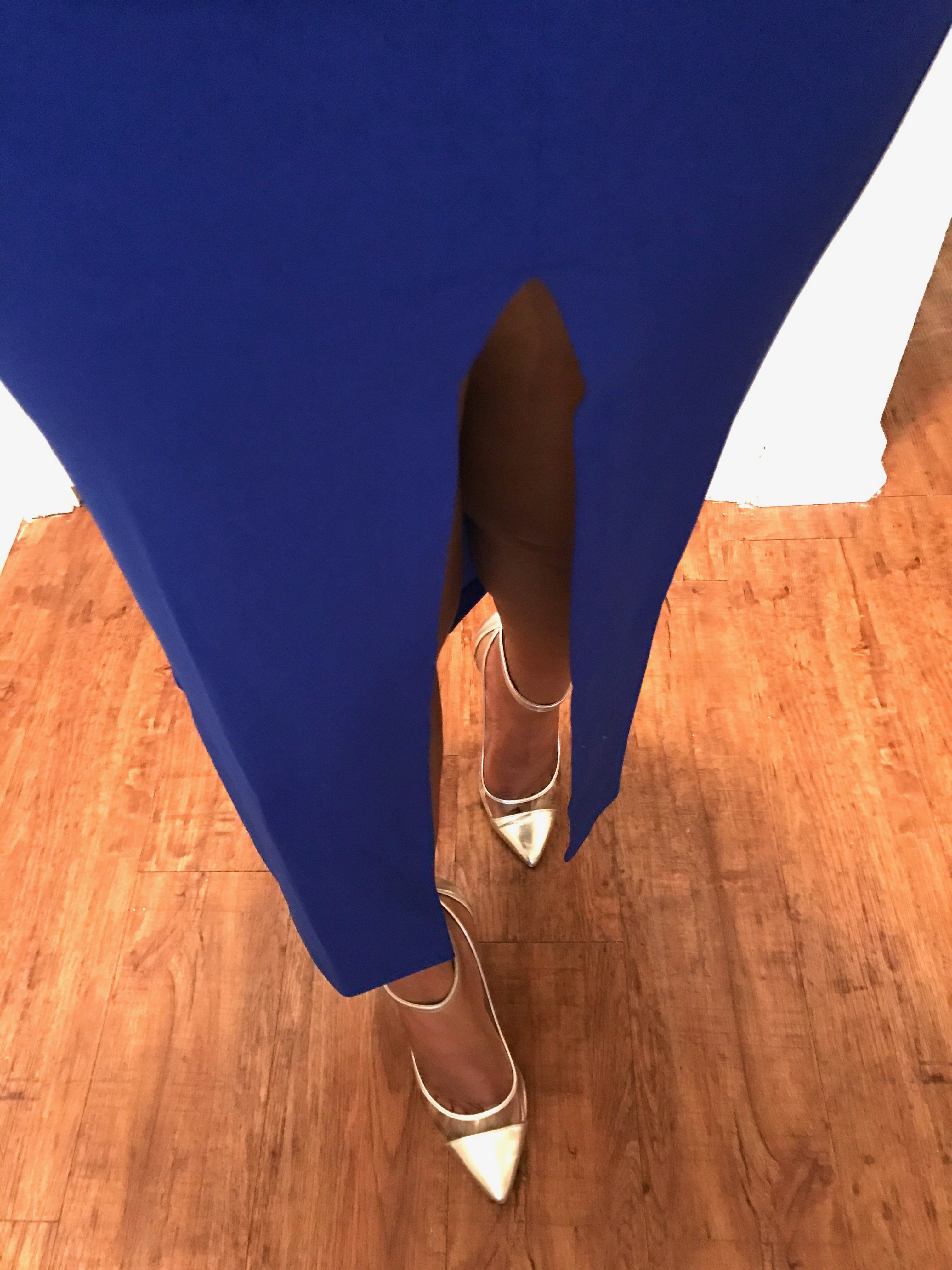 royal blue skirt with high slit blue labels boutique