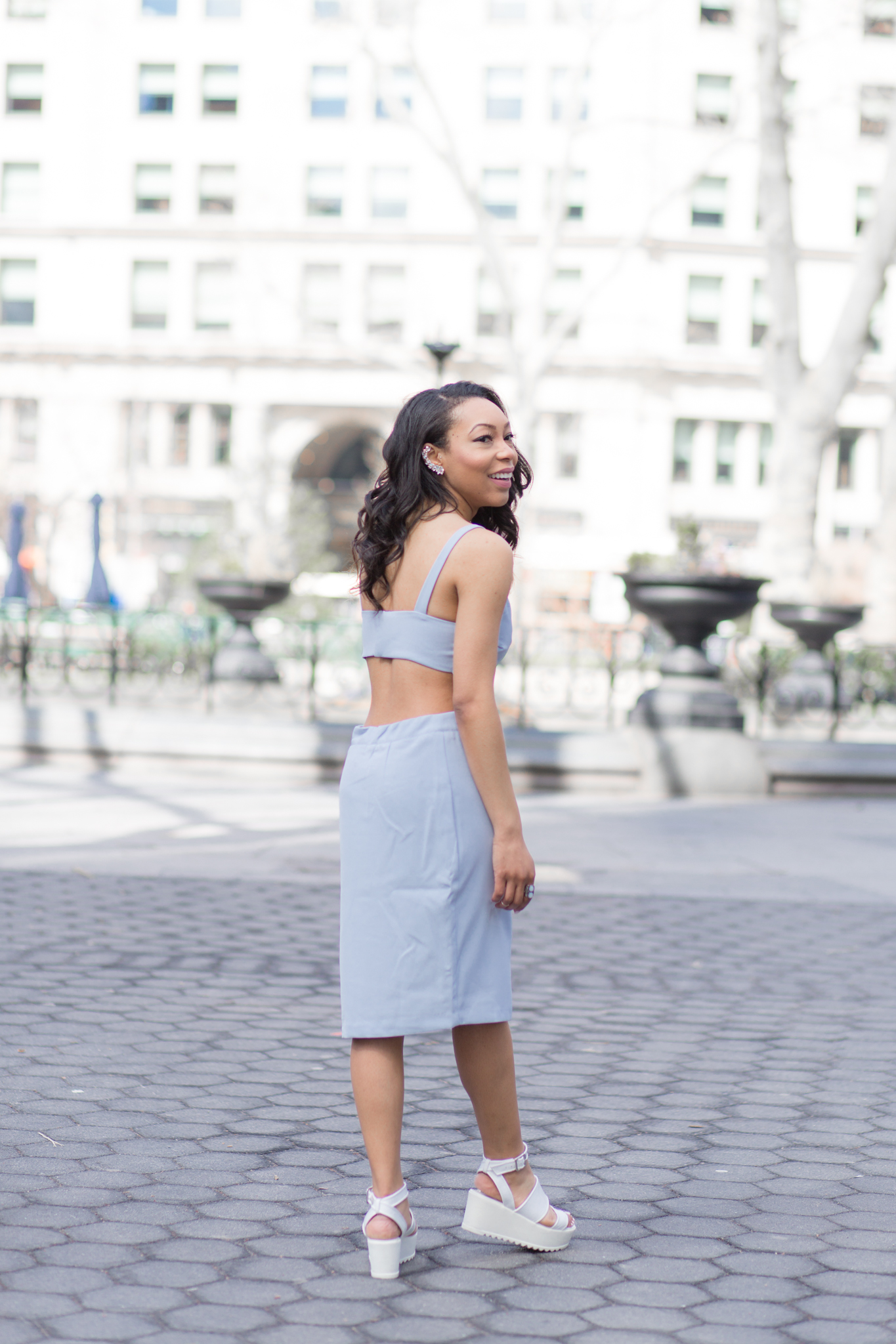 baby blue spaghetti strap dress with cutouts blue labels boutique 