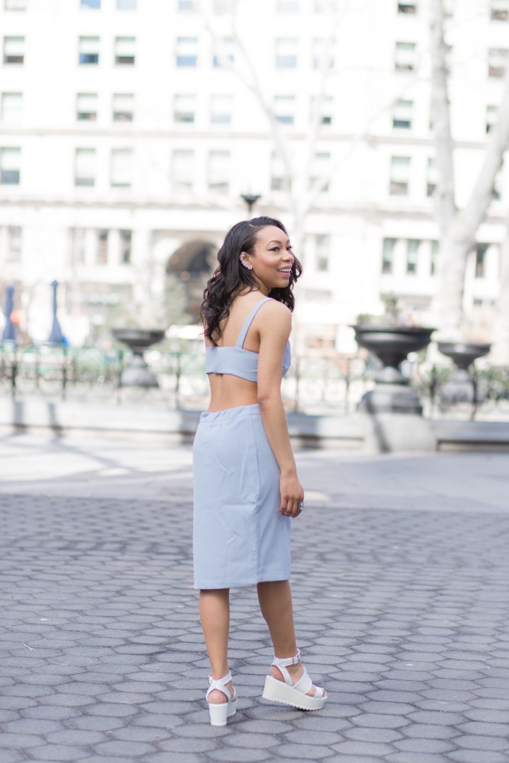 baby blue spaghetti strap dress with cutouts blue labels boutique 