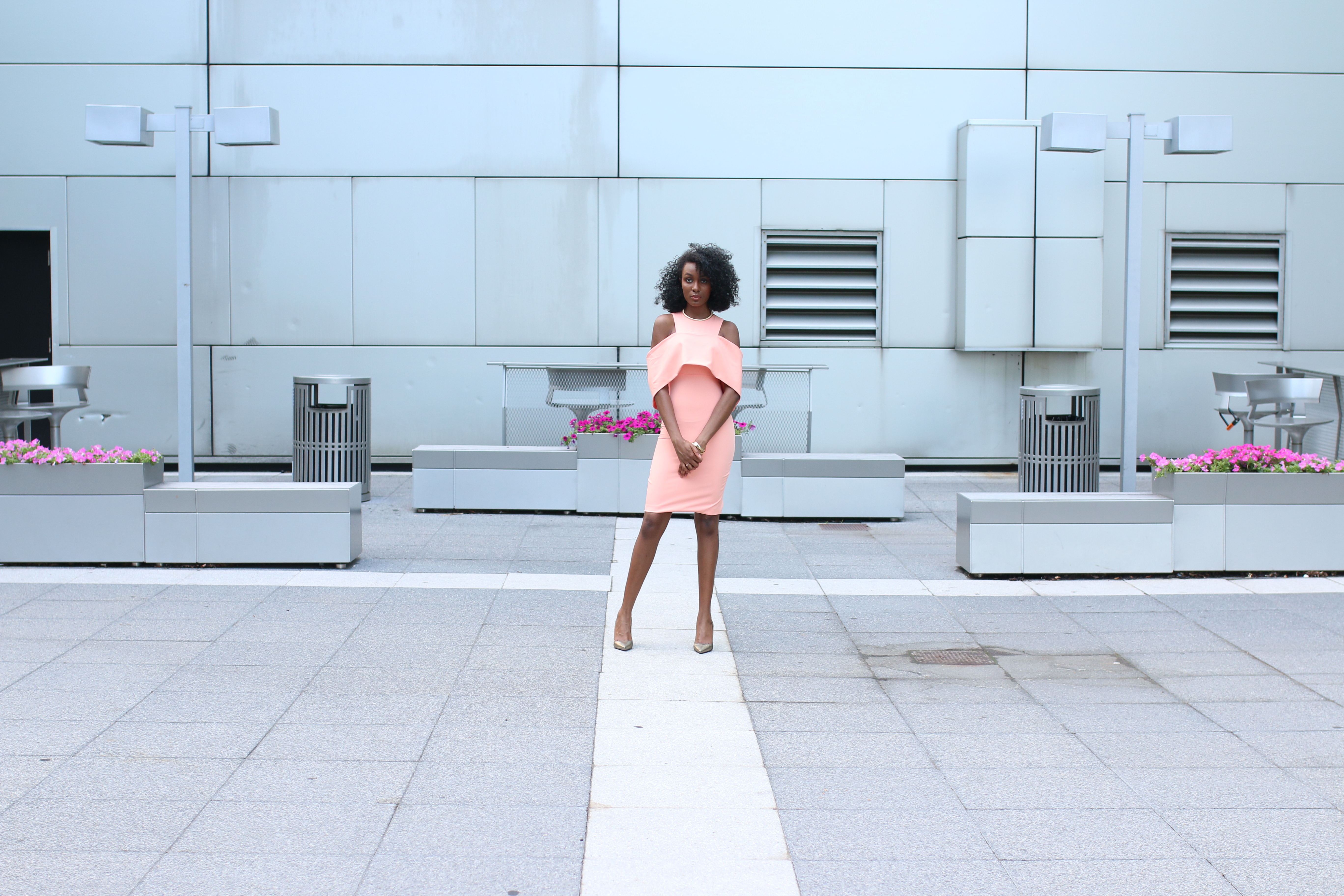 peach off the shoulder dress blue labels boutique