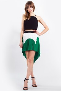 colorblock pleated skirt blue labels boutique