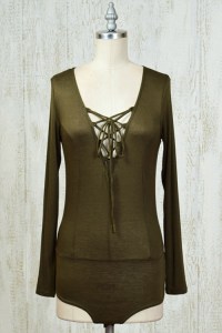 OliveLacefrontbodysuit