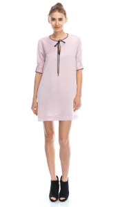 pink-black-satin-shift-dress blue labels boutique