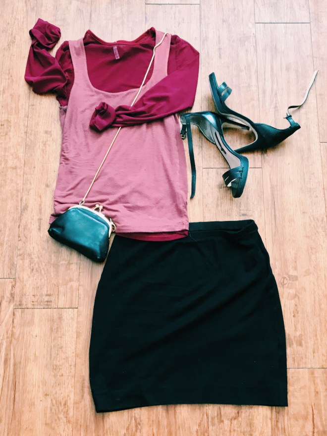 sheer top with tank and skirt