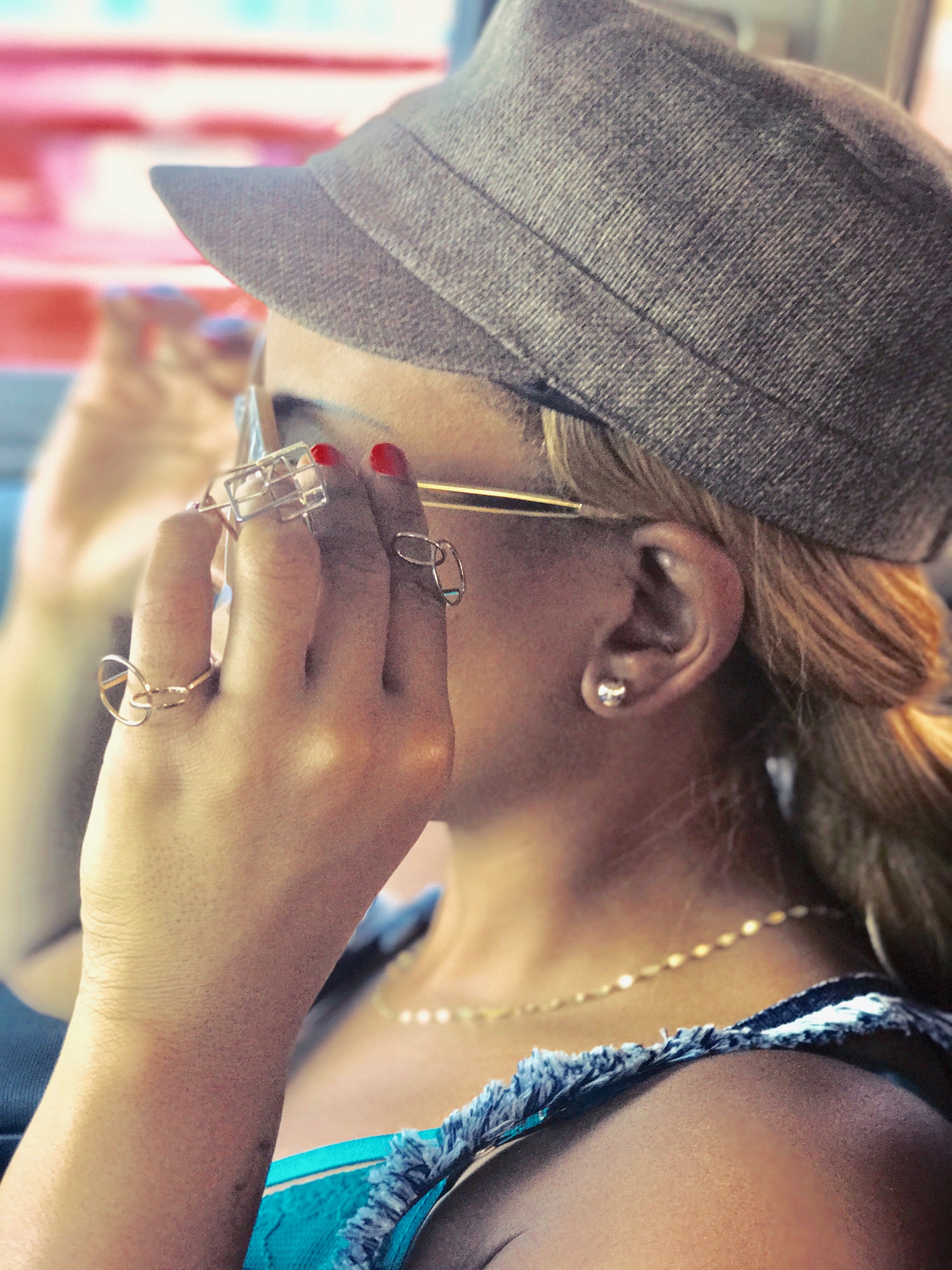 geometric shaped rings blue labels boutique