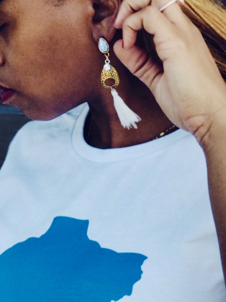 fringe gemstone dangle earings blue labels boutique