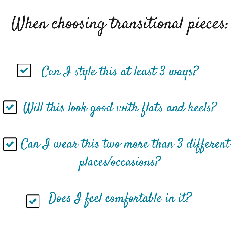 when choosing transitional pieces
