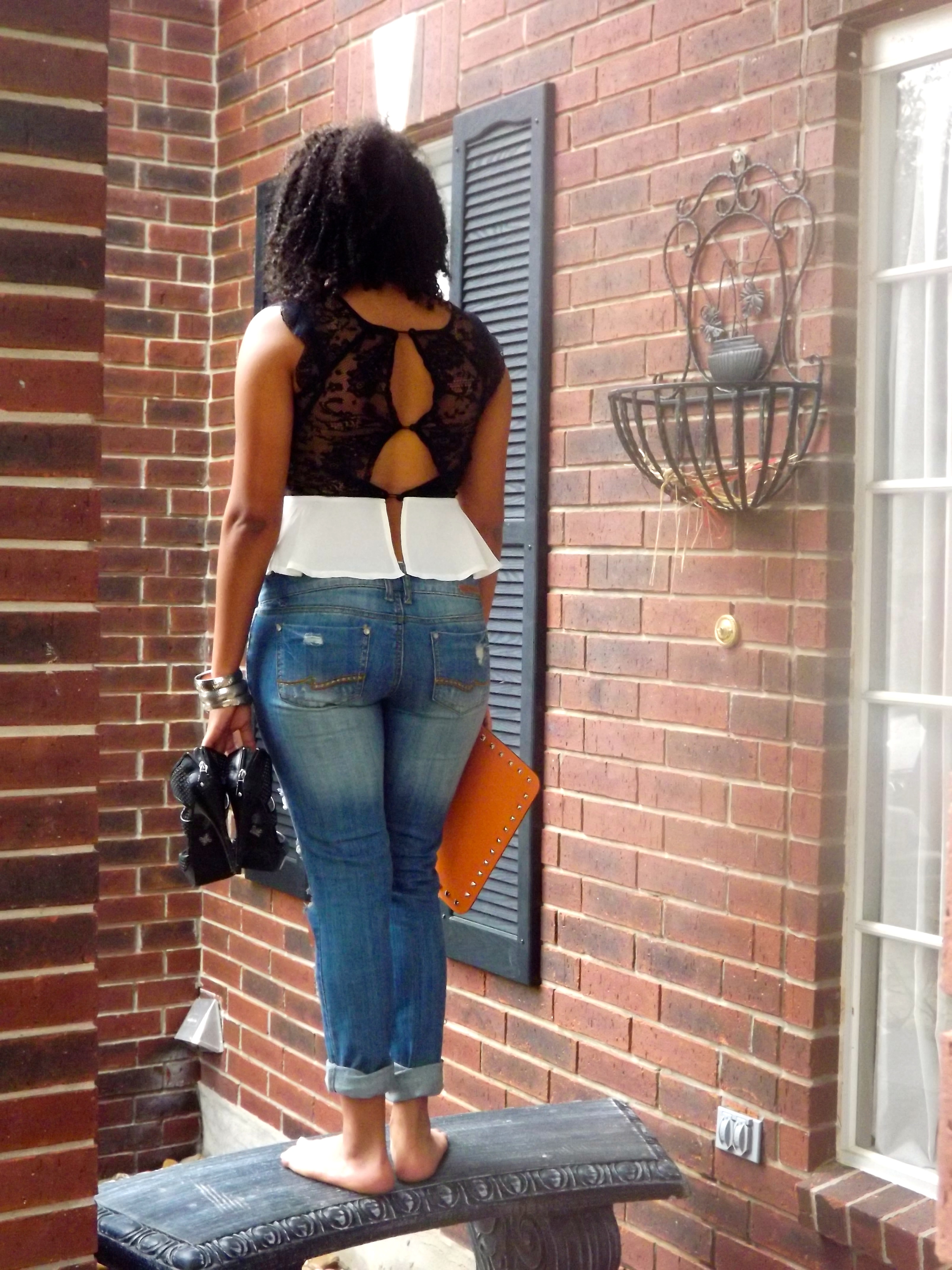 White and black lace top blue labels boutique