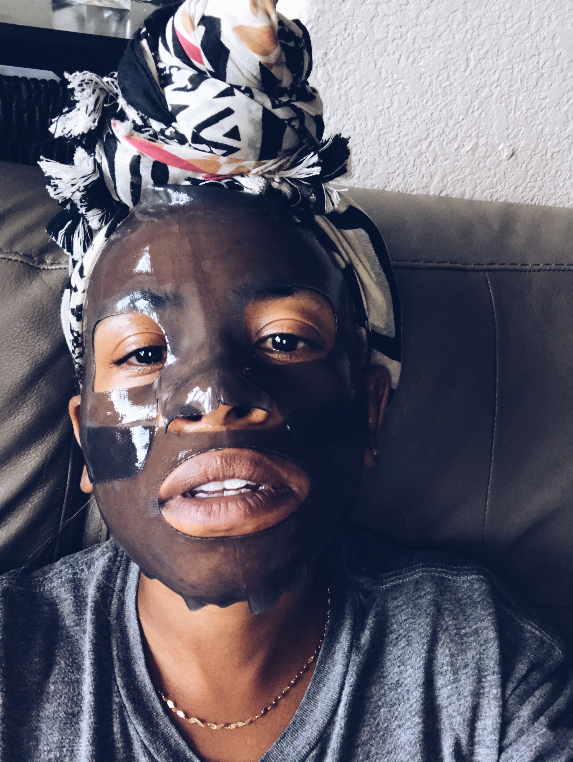 blb owner with mask and head wrap on