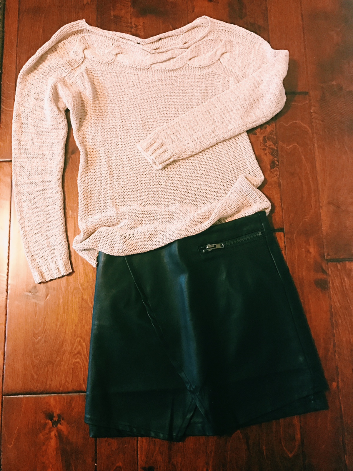 Sweater with Leather Wrapskirt Blue Labels Boutique