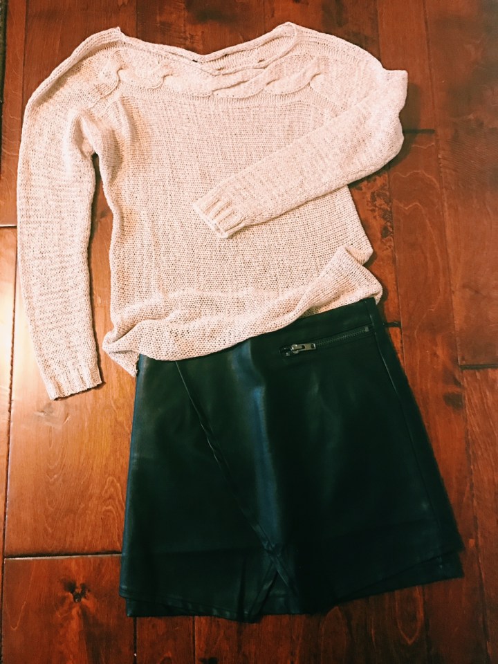 Sweater with Leather Wrapskirt Blue Labels Boutique