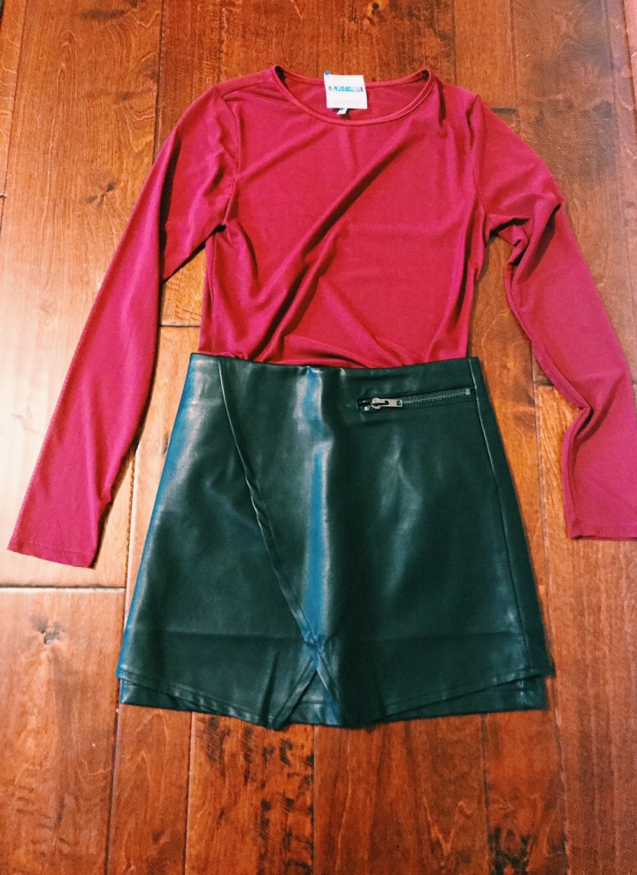 Sheer Top with Leather Wrapskirt Blue Labels Boutique