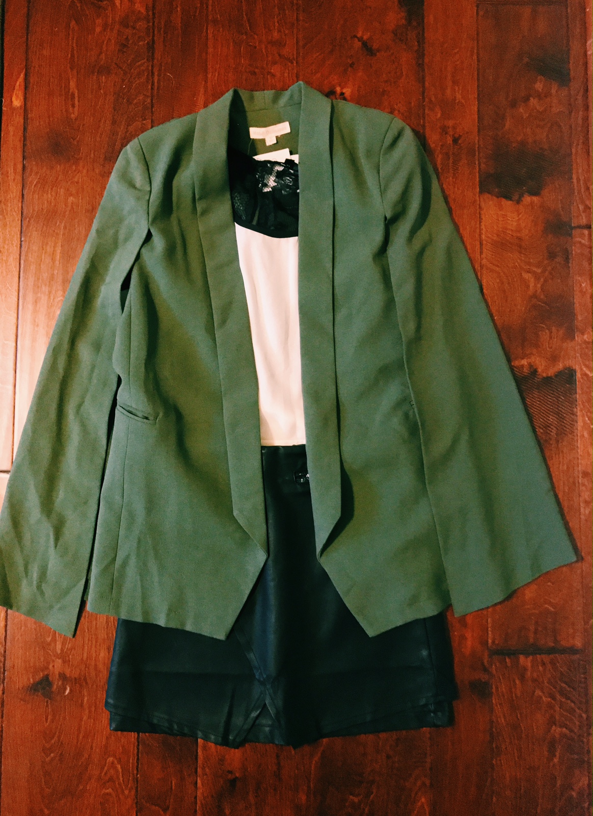 Cape Blazer with Leather Wrapskirt Blue Labels Boutique