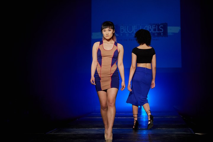 color block mini dress blue labels boutique