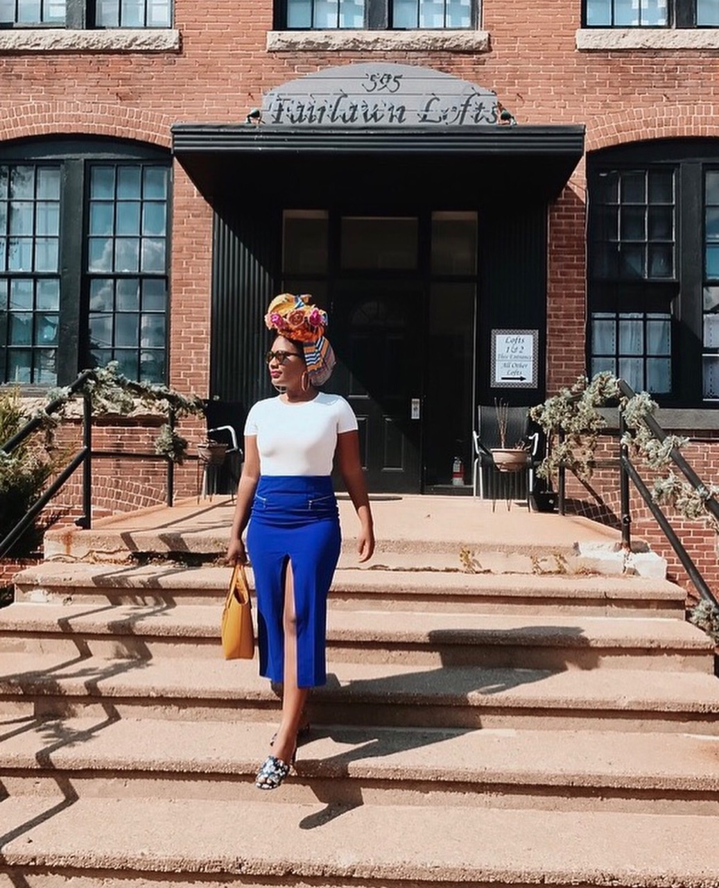 tiny hipster in blue labels boutique skirt split front skirt