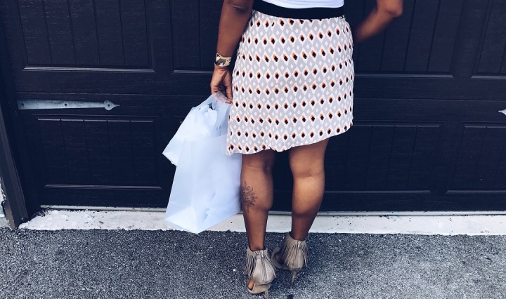 printed skirt with asymmetrical hem