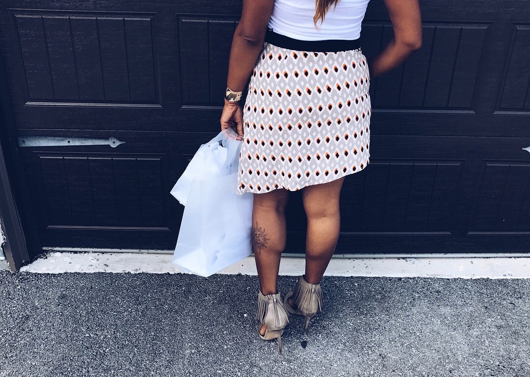 printed skirt with asymmetrical hem