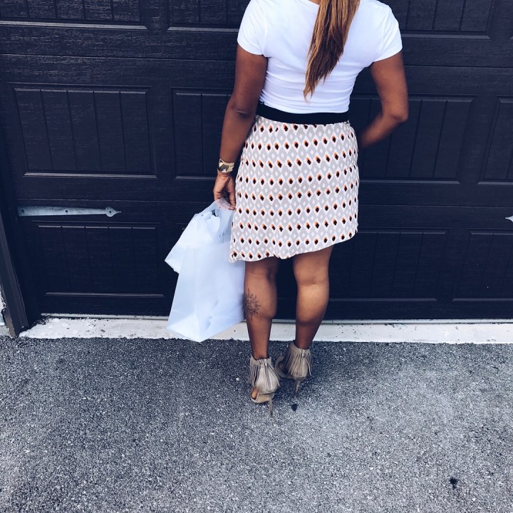 printed skirt with asymmetrical hem