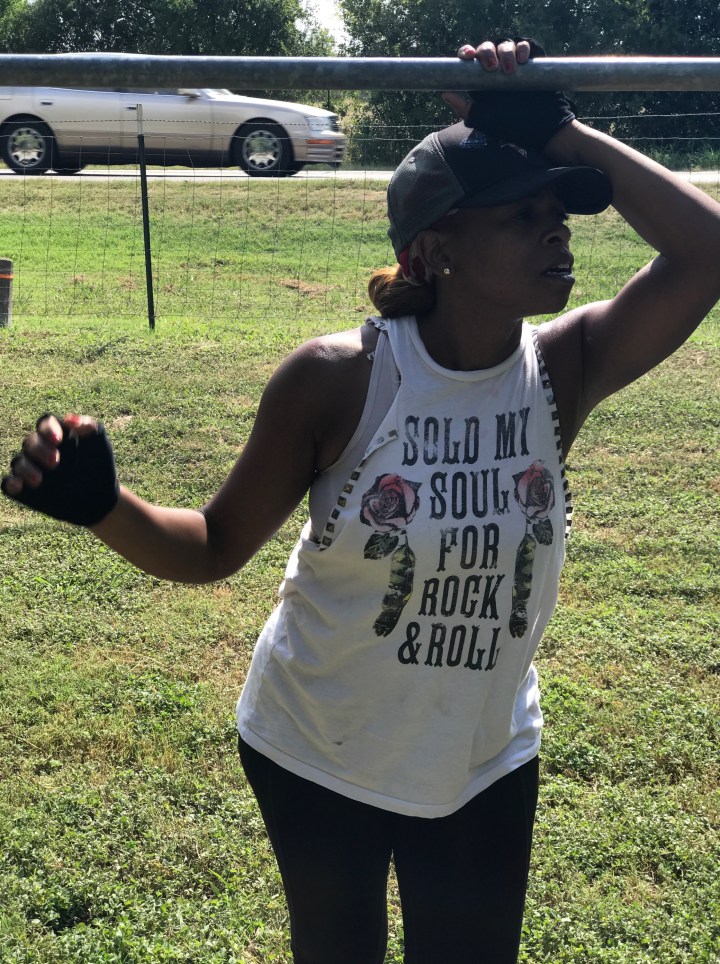 working out on pull up bar