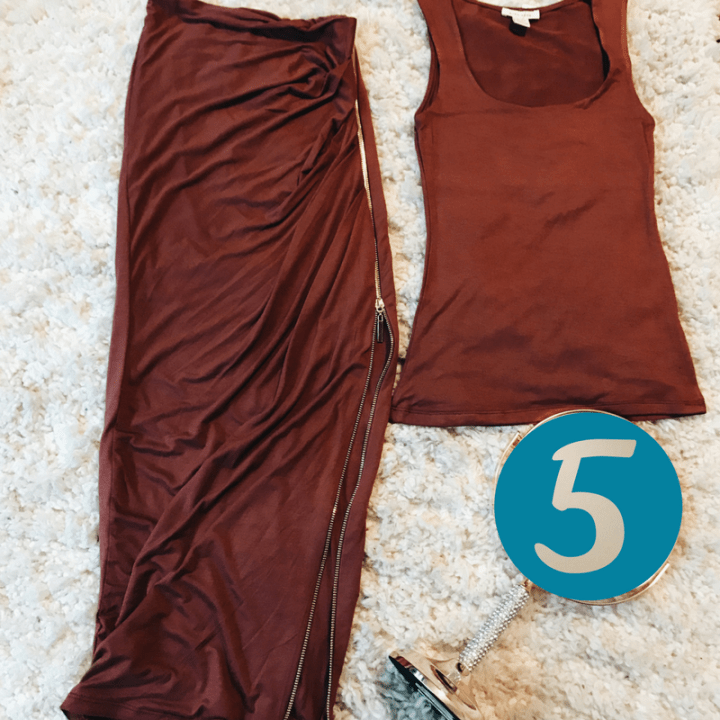 Burgundy tank and skirt set