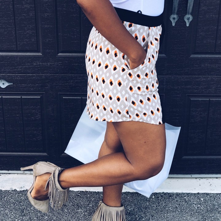 printed skirt with asymmetrical hem