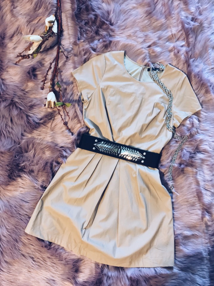 Spike belt and leather dress blue Labels Boutique