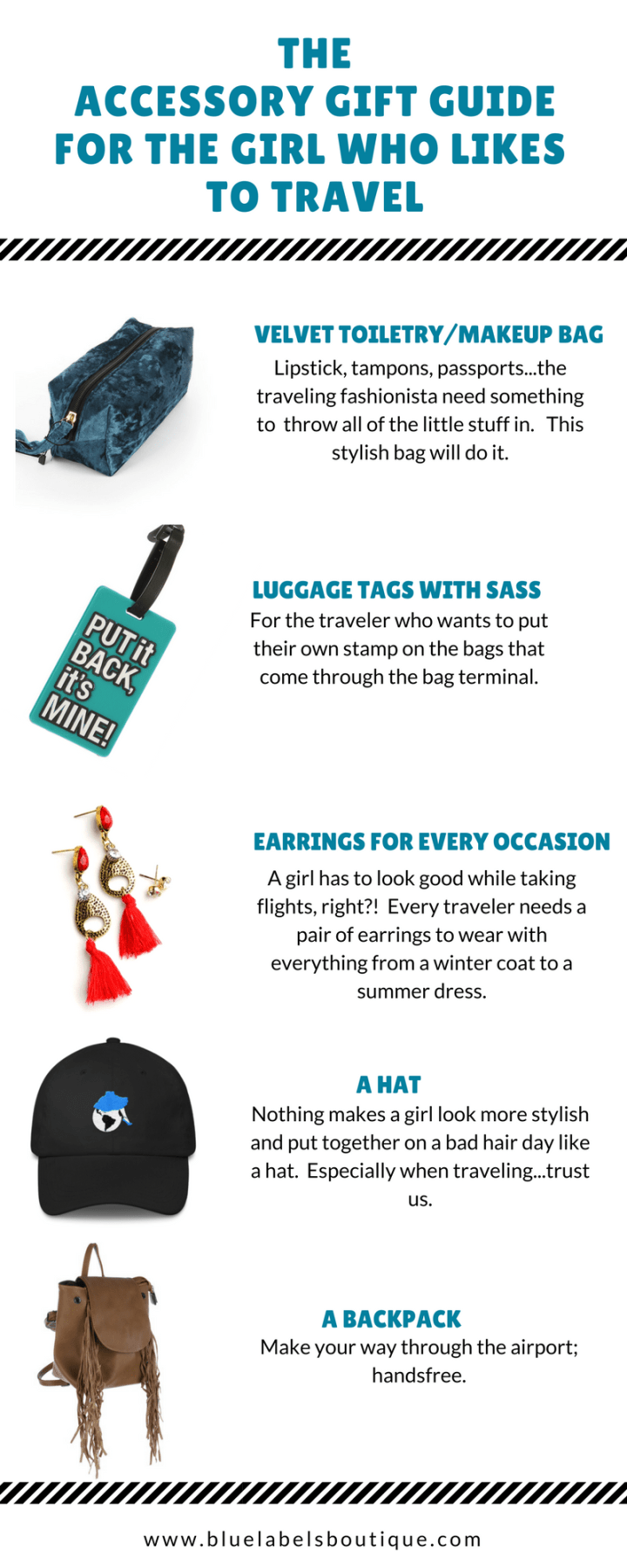 gift accessory guie for girls who want to travel blue labels boutique