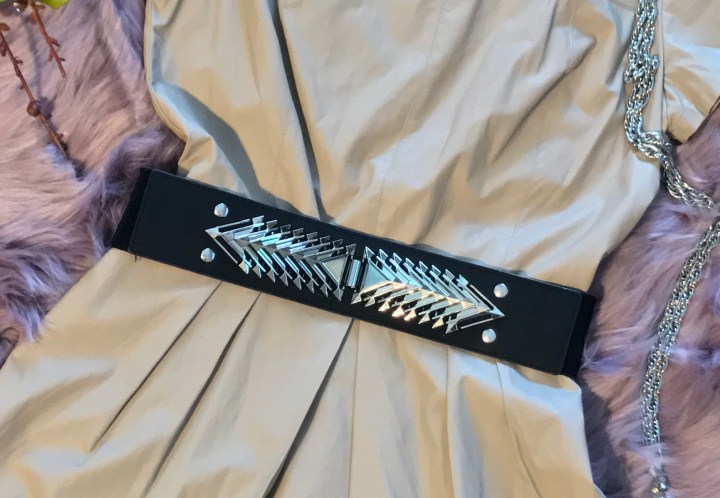 Spike belt and leather dress blue Labels Boutique