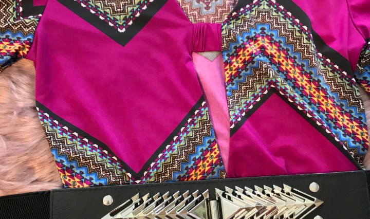 Spike belt and printed dress blue Labels Boutique