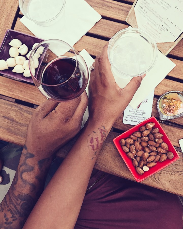 black couple on wine date