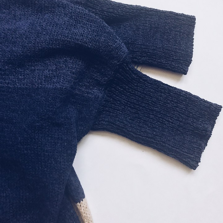 blue color block cardigan blue labels boutique